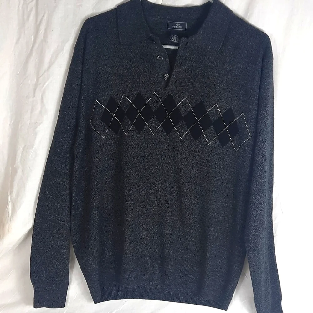 Dockers Mens Sweater Medium Gray Longsleeve